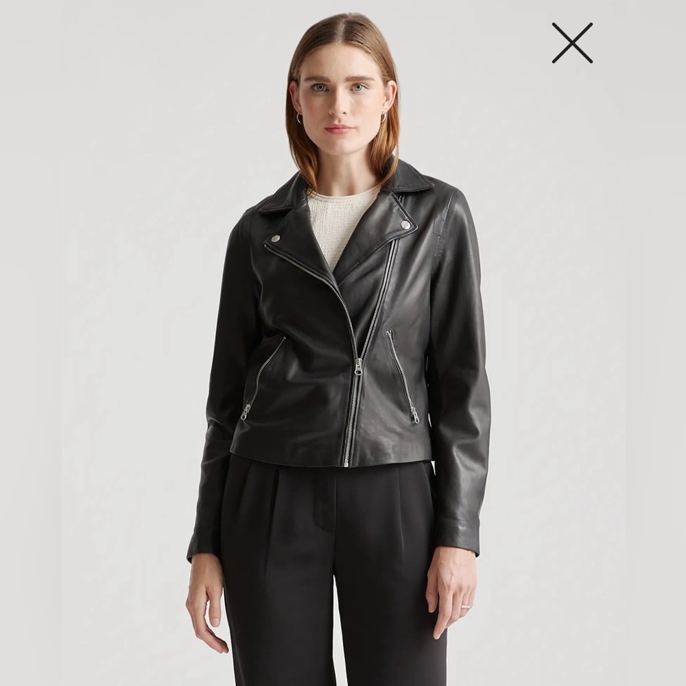 QUINCE Women's Black Washed Leather Jacket XL